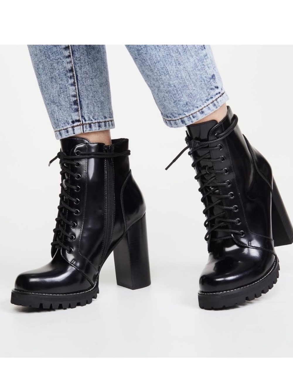 Jeffrey Campbell Legion Heeled Lace Up Combat Booties Boots